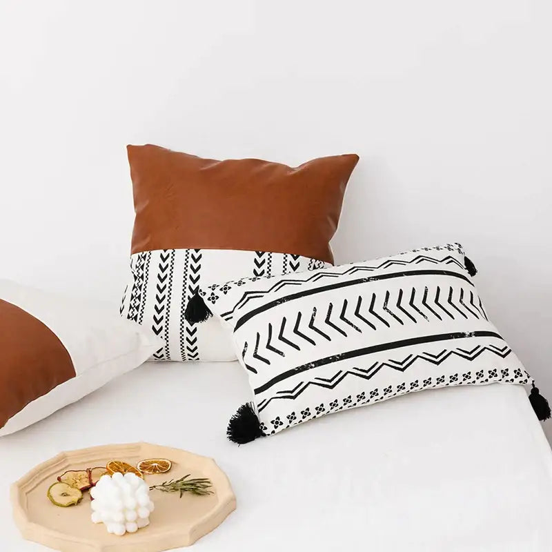 Black White Tassel Cushion