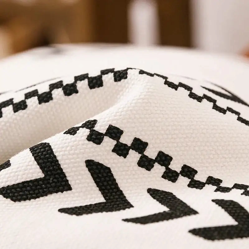 Black White Tassel Cushion