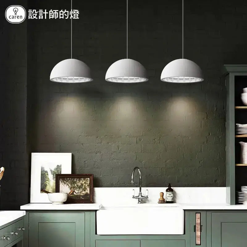 White Gypsum Pendant Light