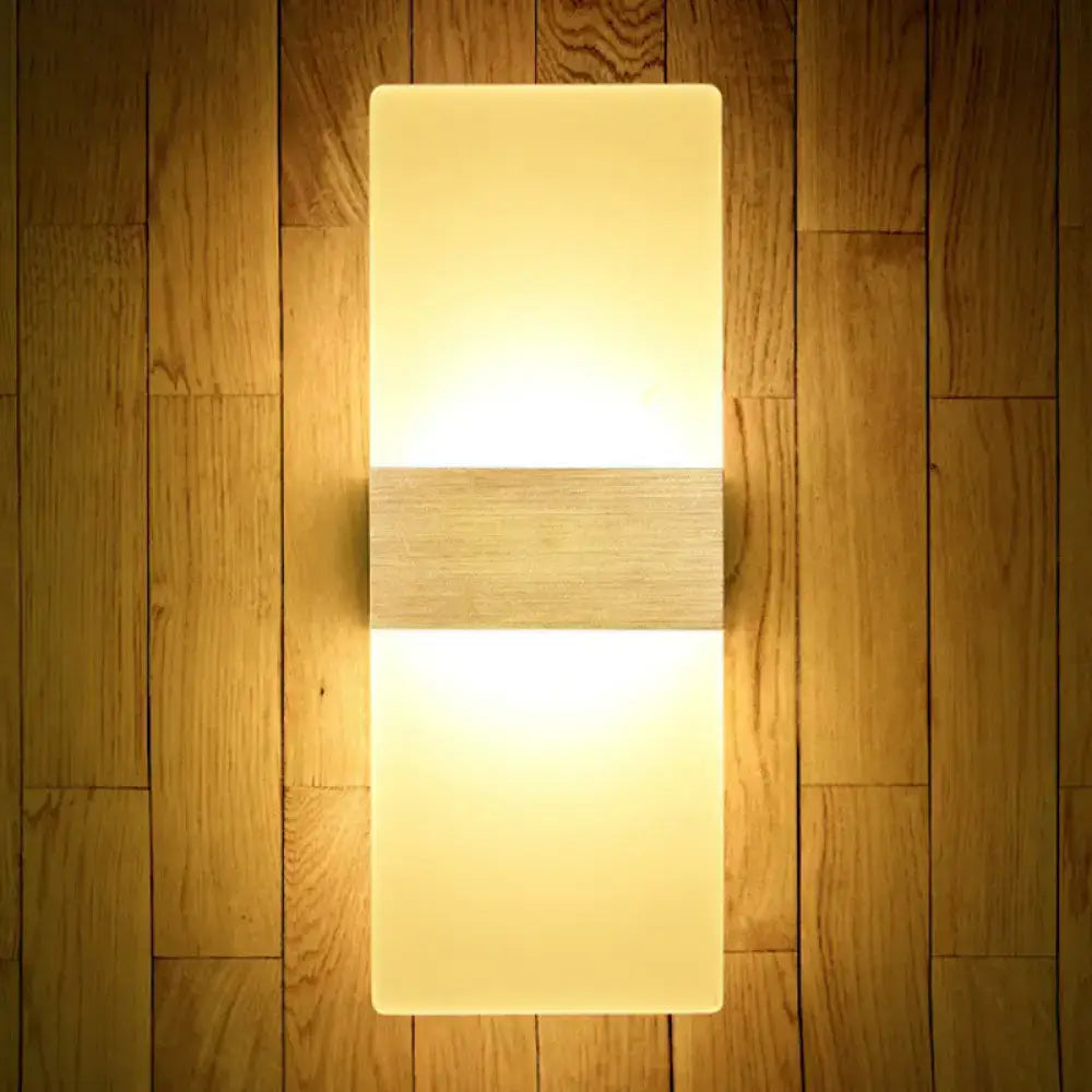 Wood Acrylic Geometric Hallway Sconce