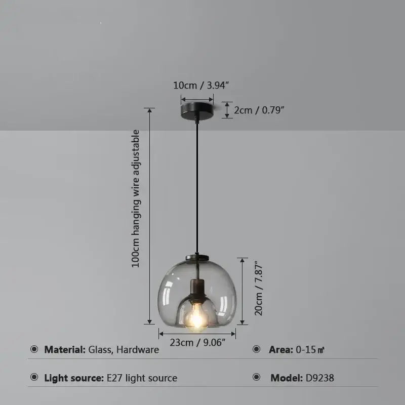 Glass Ball 3-Head Dining Pendant