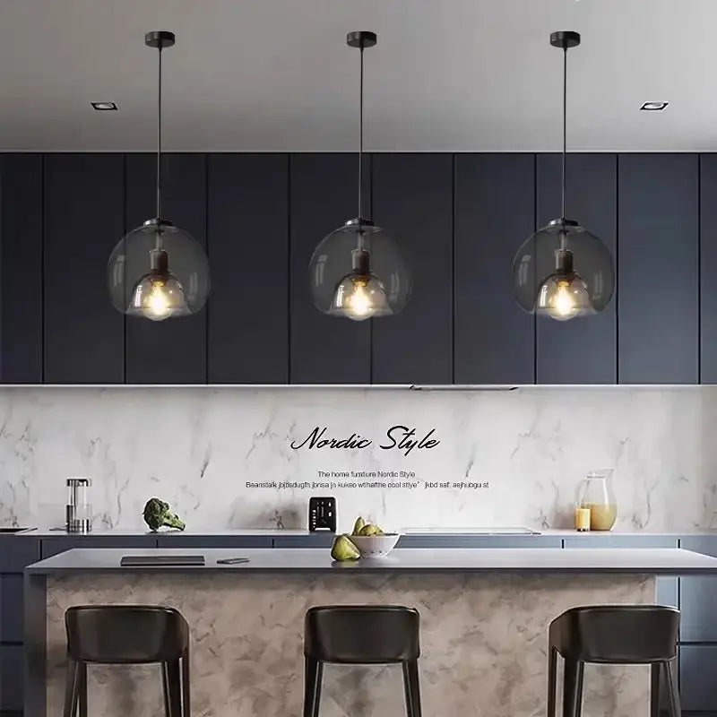 Glass Ball 3-Head Dining Pendant