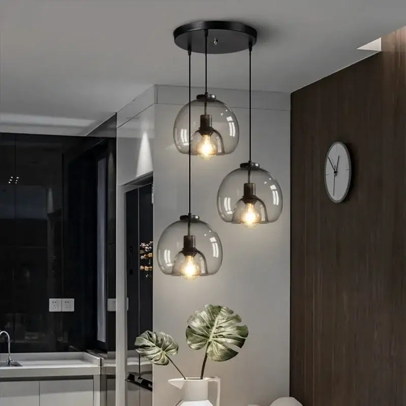 Glass Ball 3-Head Dining Pendant