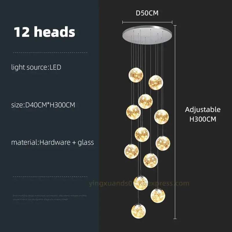 Glass Spiral Chandelier Light