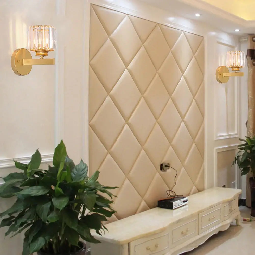 Crystal Glass Wall-Mounted Bedroom Wall Sconce