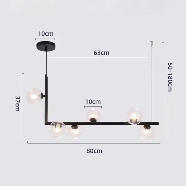 Black Gold Chandelier Pendant with Adjustable Height