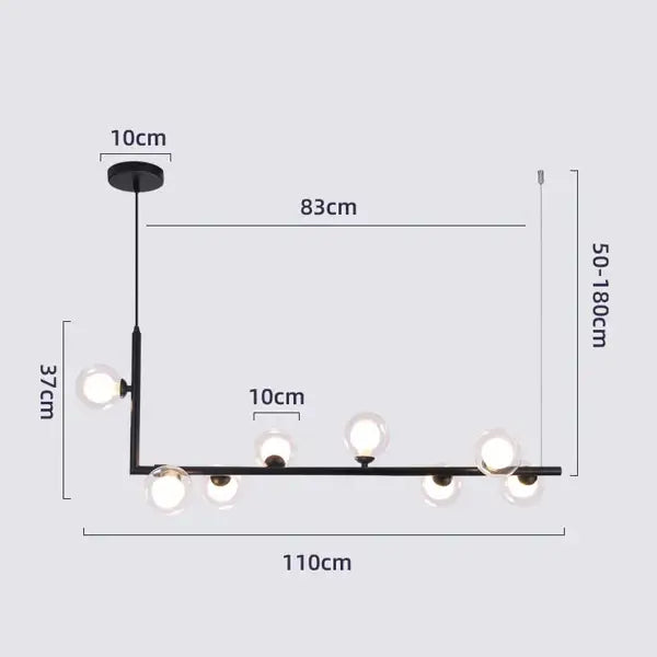 Black Gold Chandelier Pendant with Adjustable Height