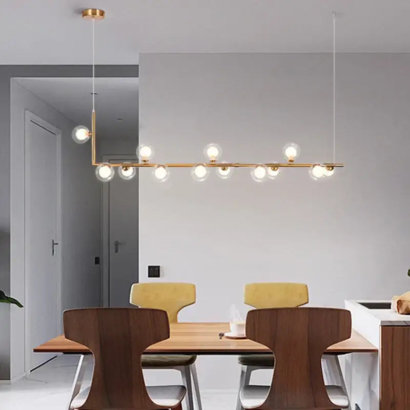 Black Gold Chandelier Pendant with Adjustable Height