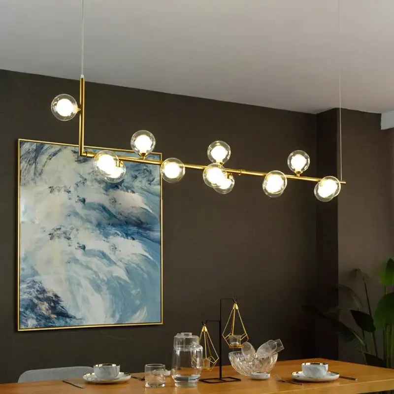 Black Gold Chandelier Pendant with Adjustable Height