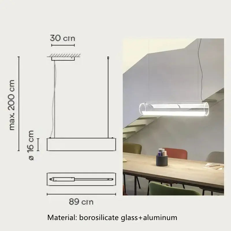 Glass Cylinder Chandelier with Dimmable Feature