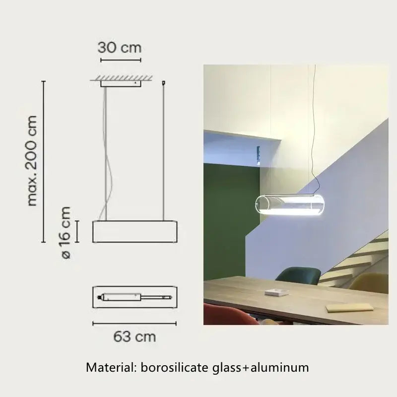 Glass Cylinder Chandelier with Dimmable Feature