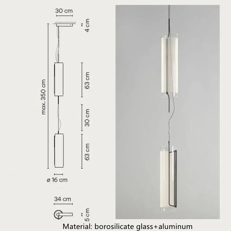Glass Cylinder Chandelier with Dimmable Feature