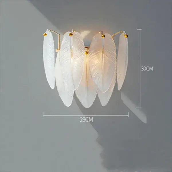 Glass Feather Brass Chandelier