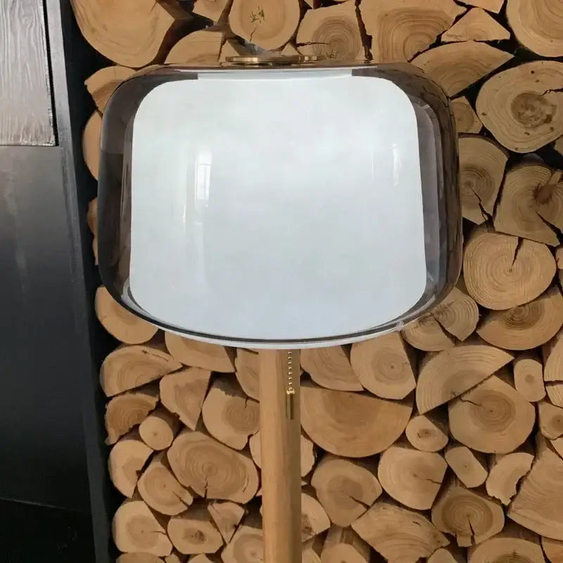 Glass Wood Floor Lamp