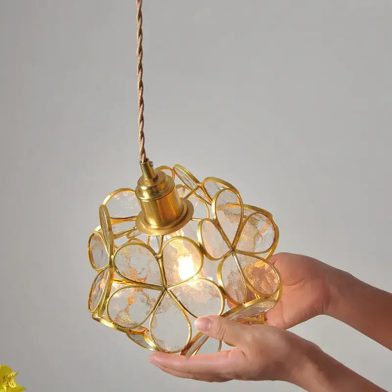 Amber Glass Flower Pendant