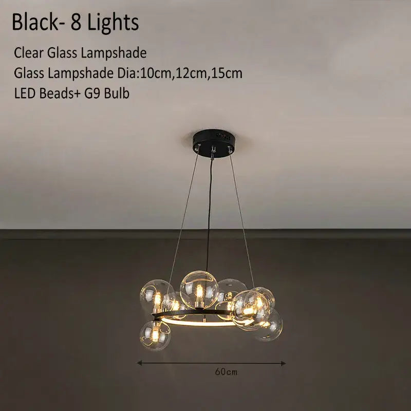Black Globe Chandelier Lamp