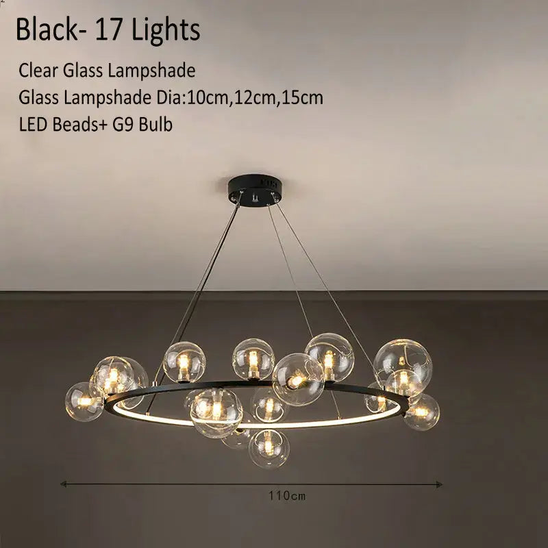 Black Globe Chandelier Lamp