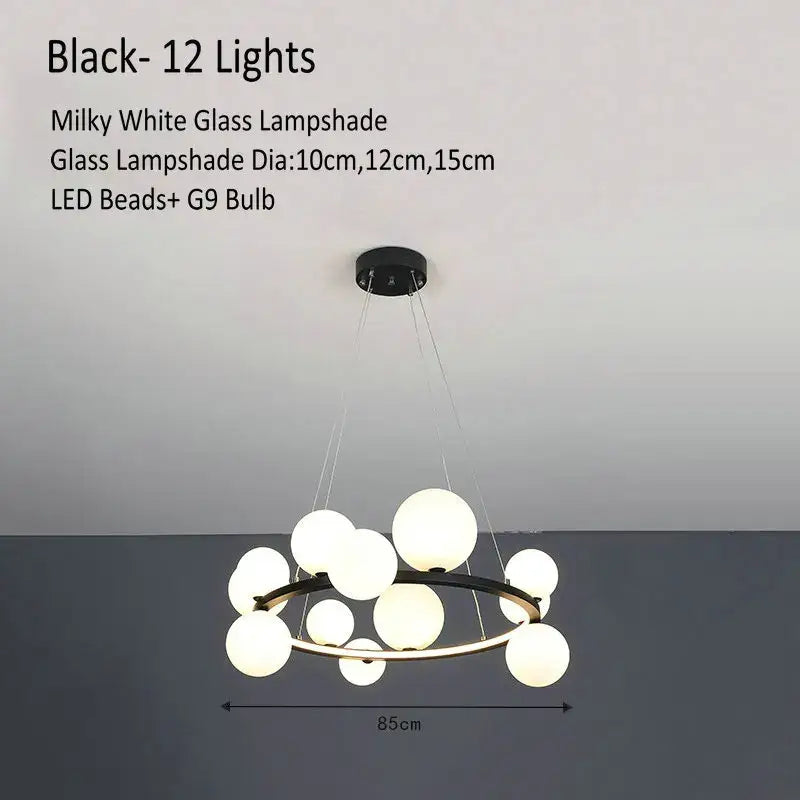 Black Globe Chandelier Lamp