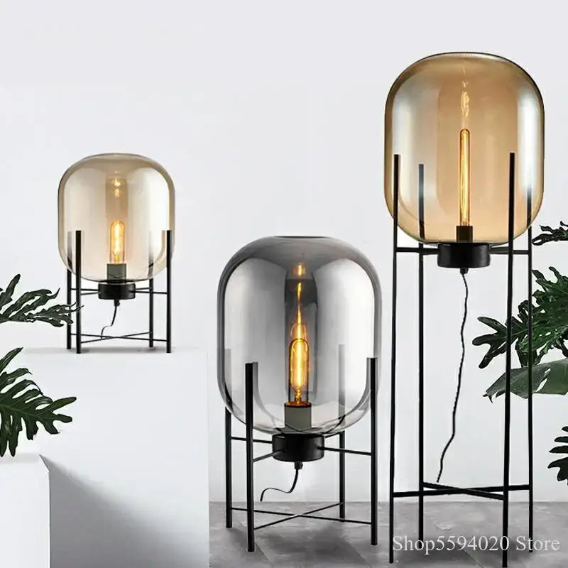 Smoke Glass Globe Lamp