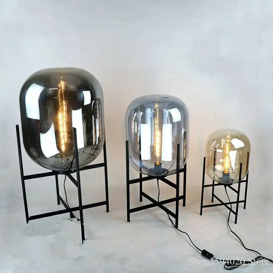 Smoke Glass Globe Lamp