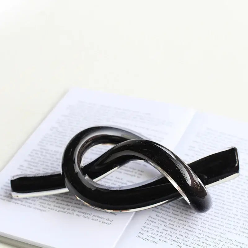 Black Geometric Glass Sculpture
