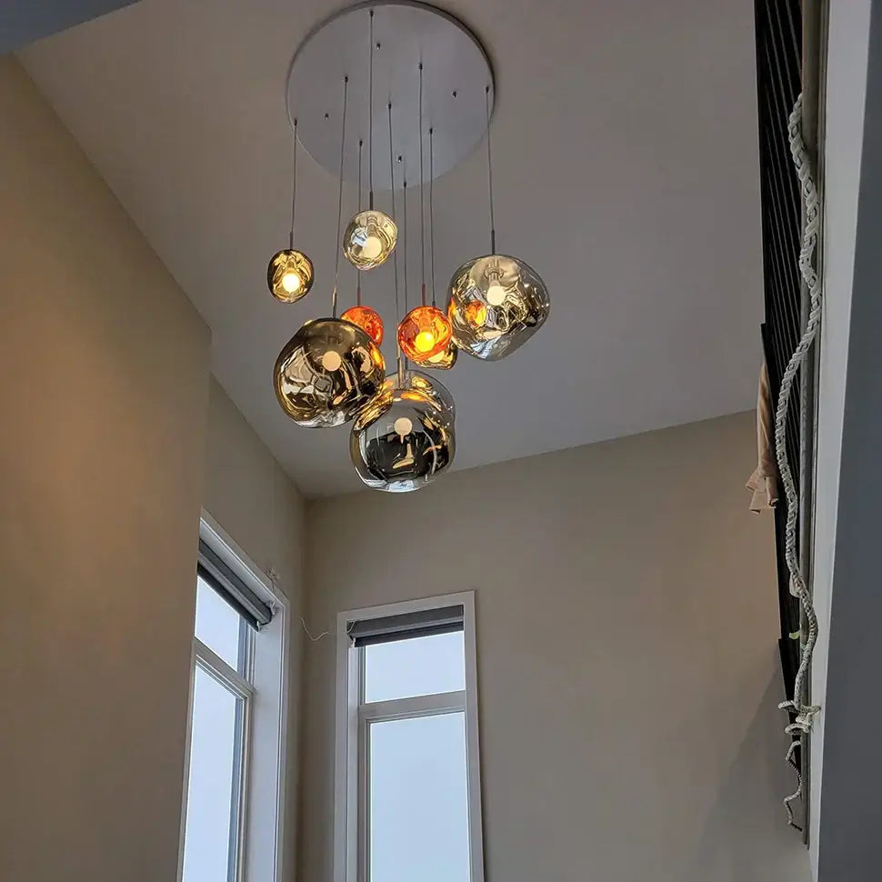 Copper Glass Pendant Light with Glossy Finish