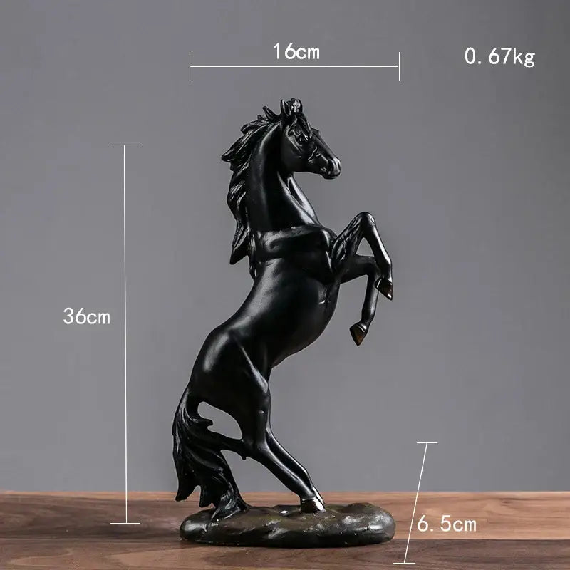 Black Resin Horse Statue