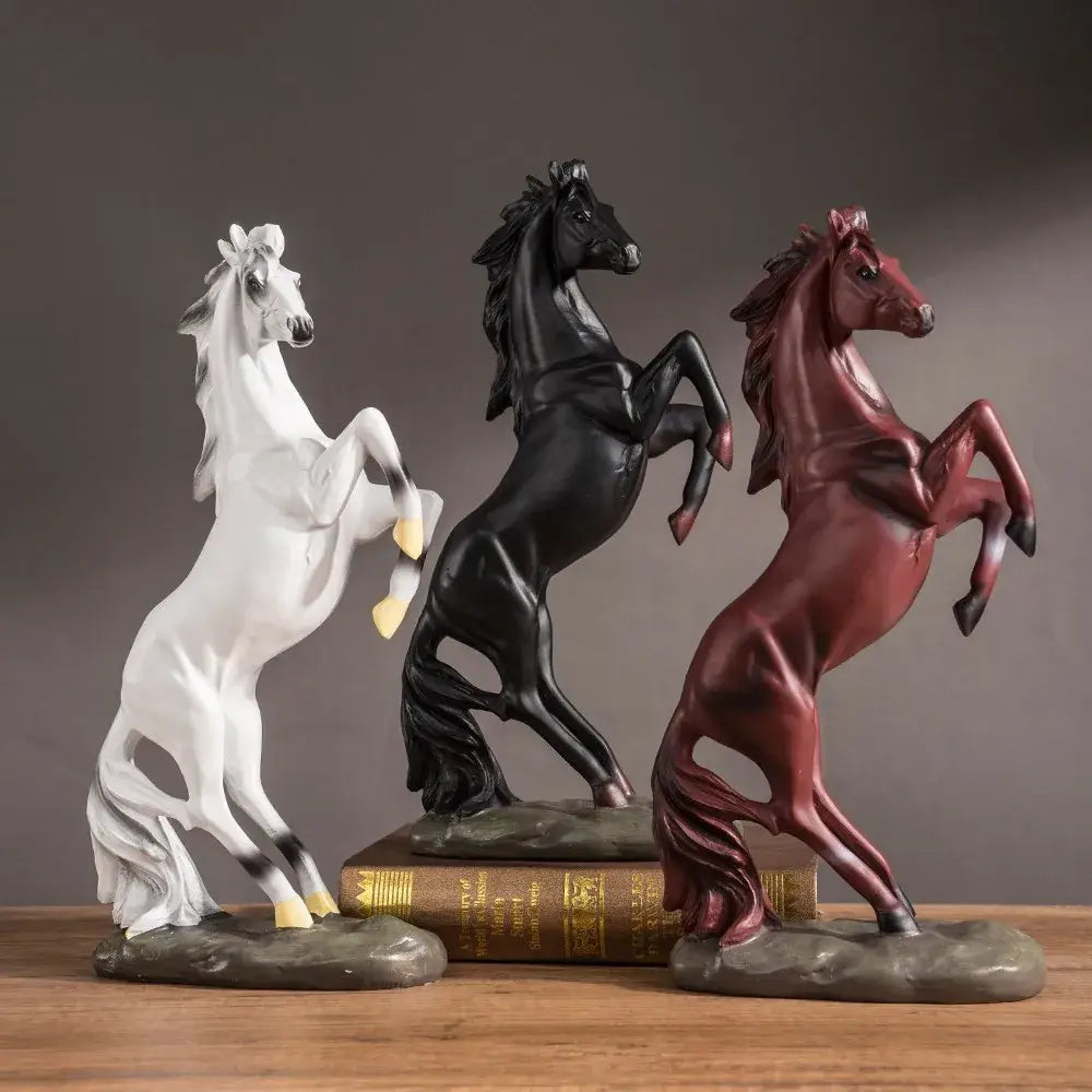 Black Resin Horse Statue