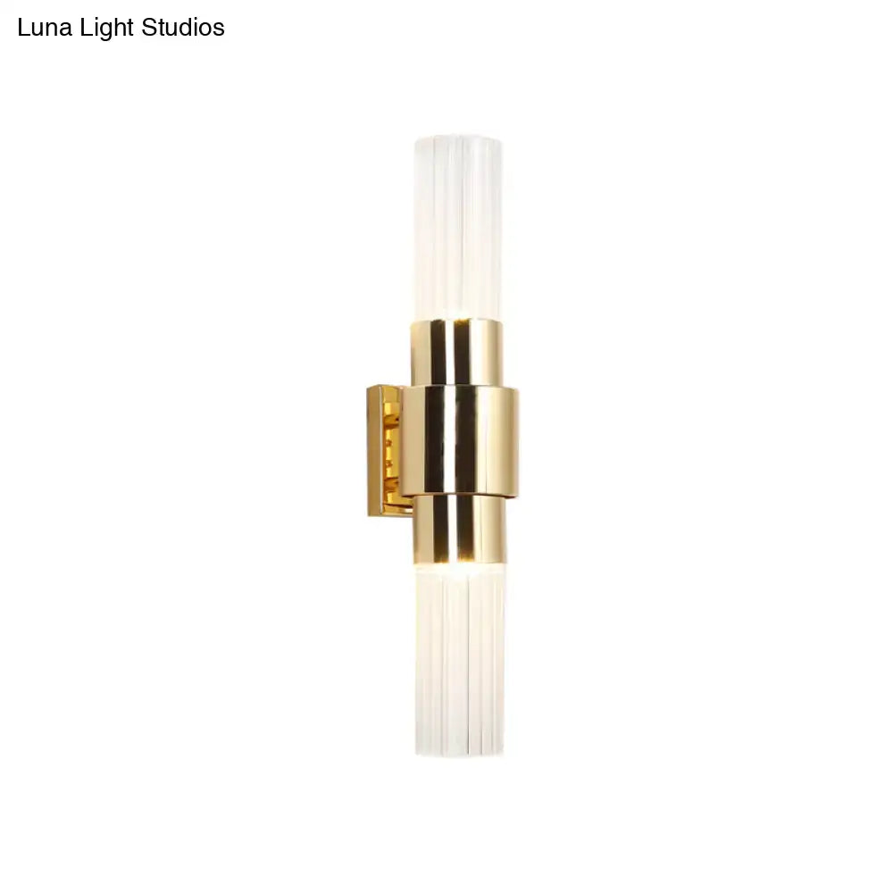 Gold Glass Ribbed Bathroom Sconce