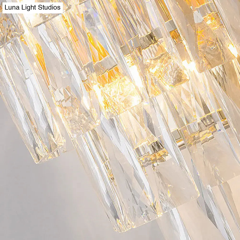 Gold Crystal Rectangle-Cut Three-Light Sconce