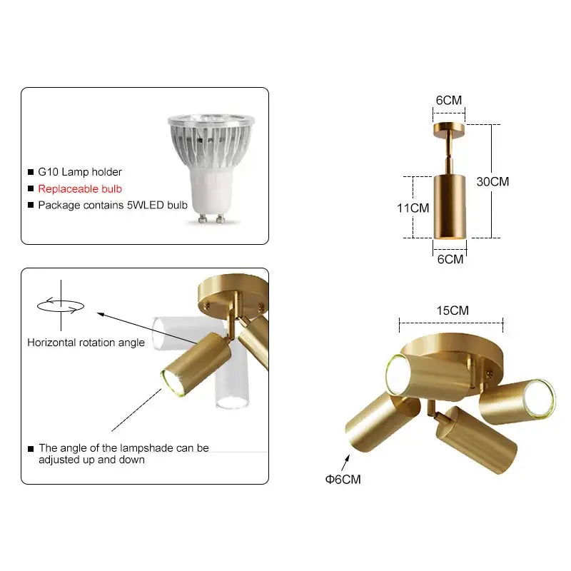 Gold Adjustable LED Chandelier