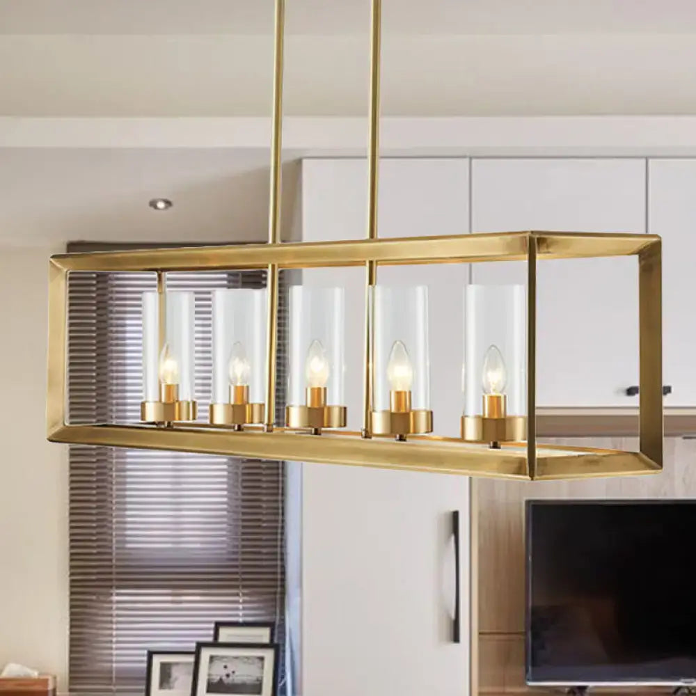 Gold Clear Glass Five-Light Pendant