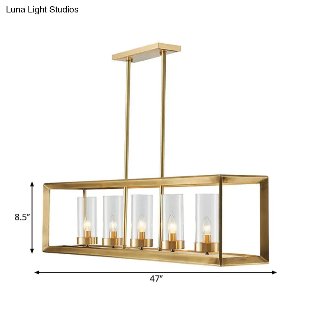 Gold Clear Glass Five-Light Pendant