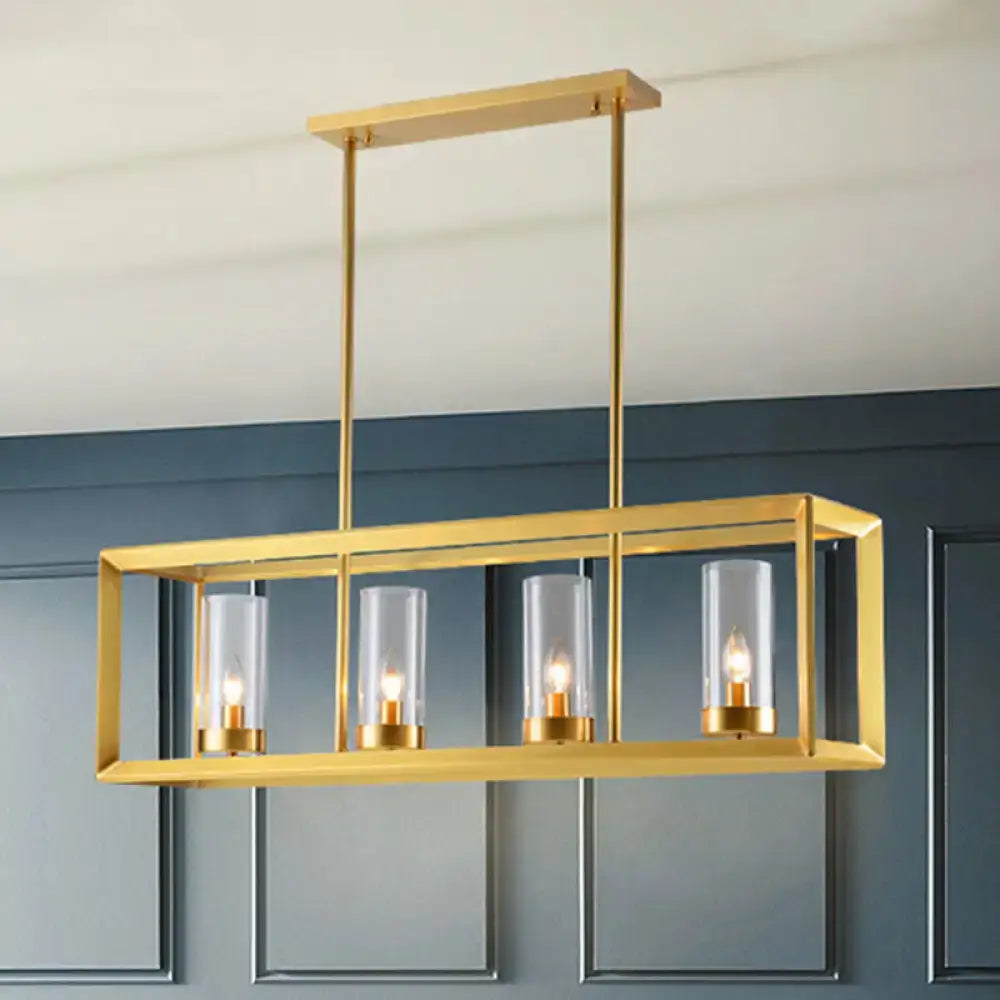 Gold Clear Glass Five-Light Pendant