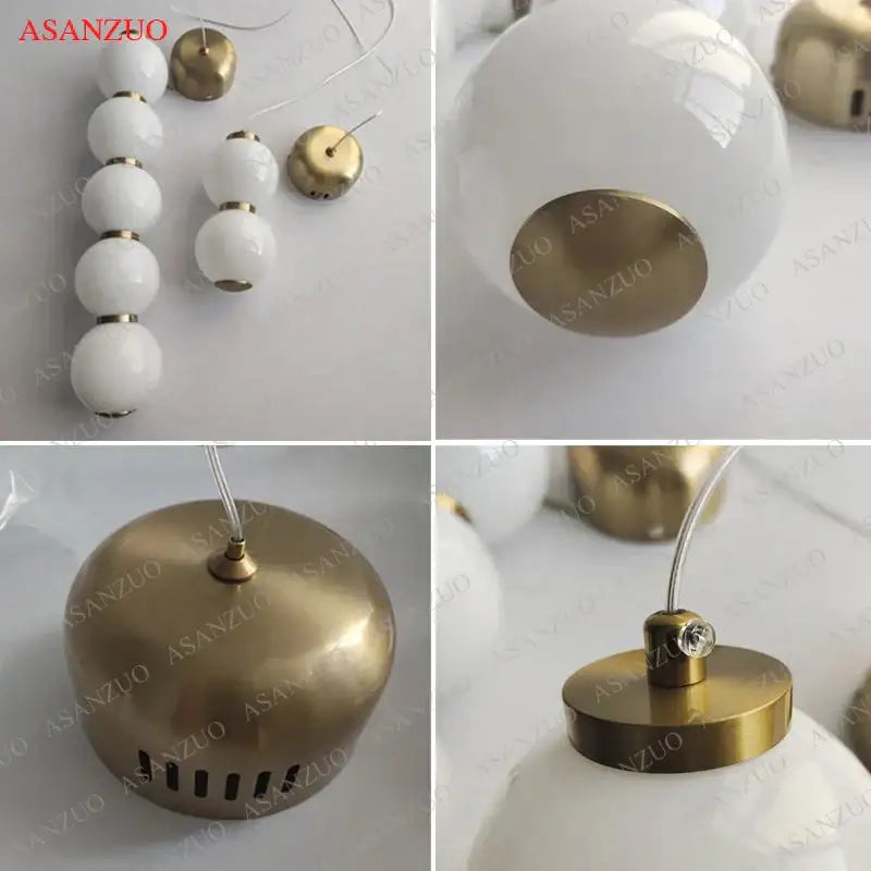 Gold Glass Ball Pendant with Five-Sphere Cascade
