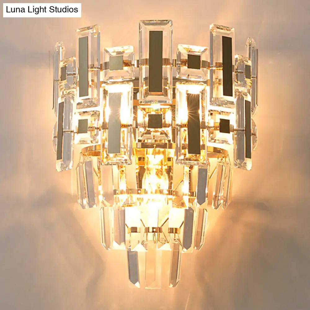 Gold Crystal 5-Tier Wall Sconce