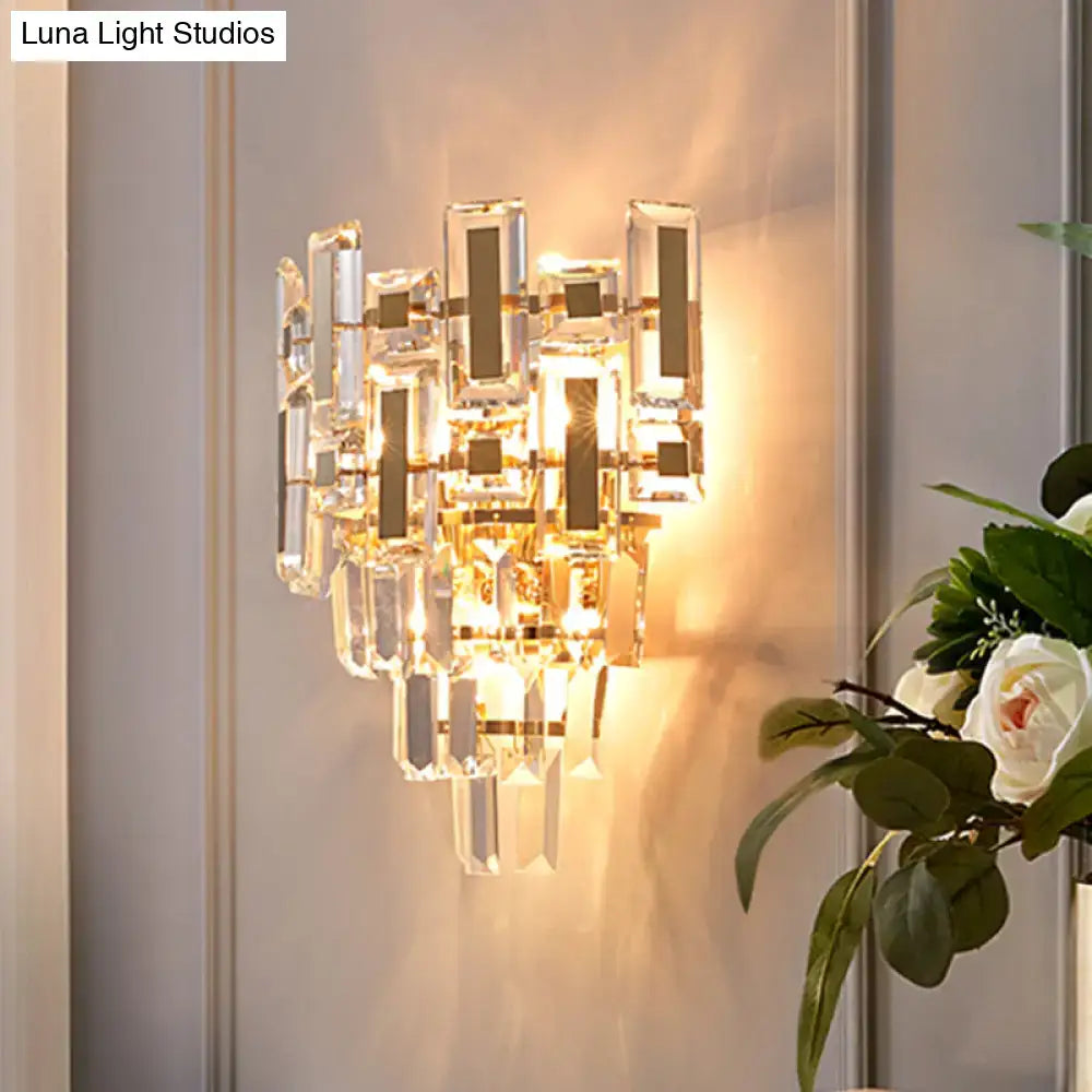 Gold Crystal 5-Tier Wall Sconce