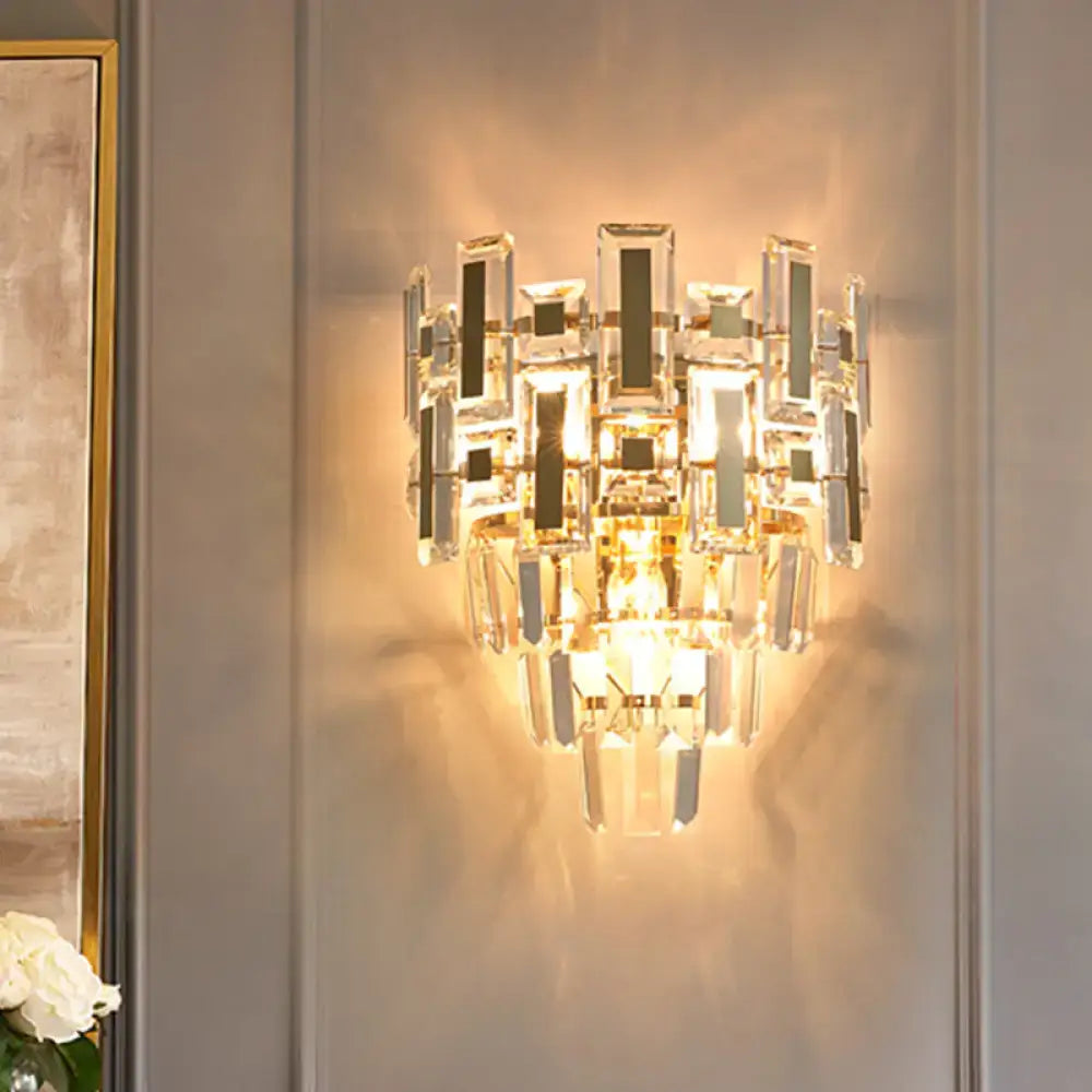Gold Crystal 5-Tier Wall Sconce
