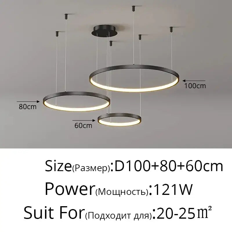 Gold LED 5-Ring Dimmable Chandelier