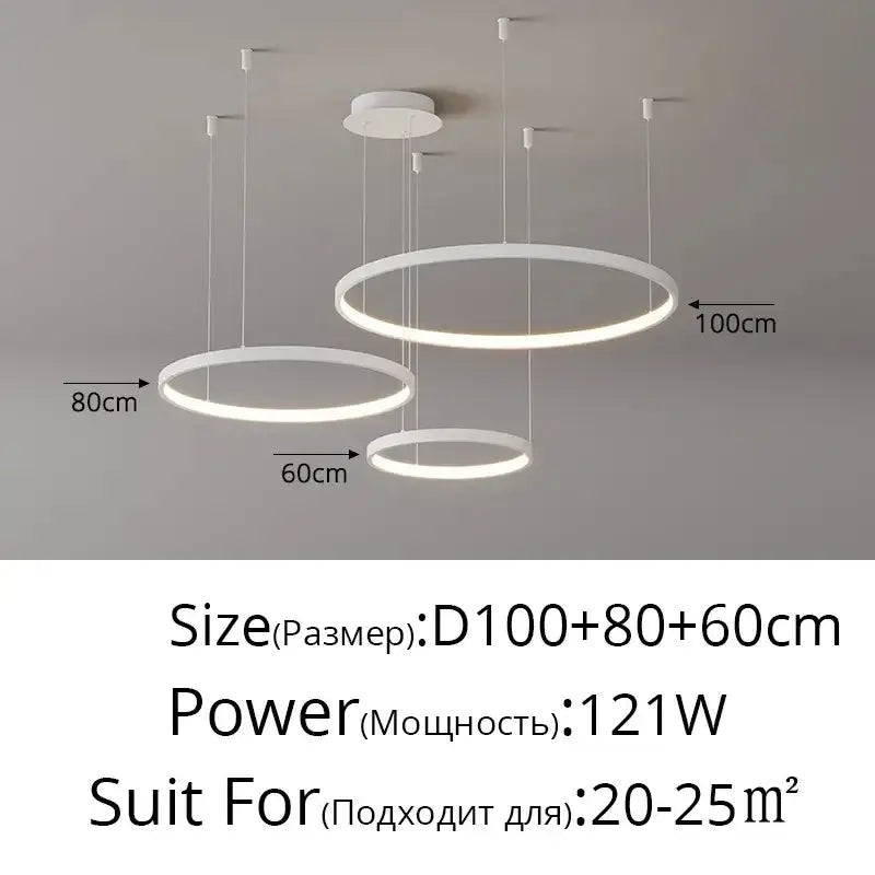 Gold LED 5-Ring Dimmable Chandelier