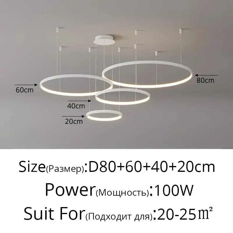 Gold LED 5-Ring Dimmable Chandelier