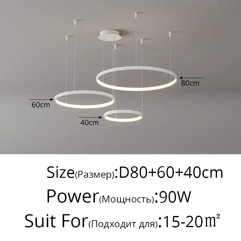 Gold LED 5-Ring Dimmable Chandelier