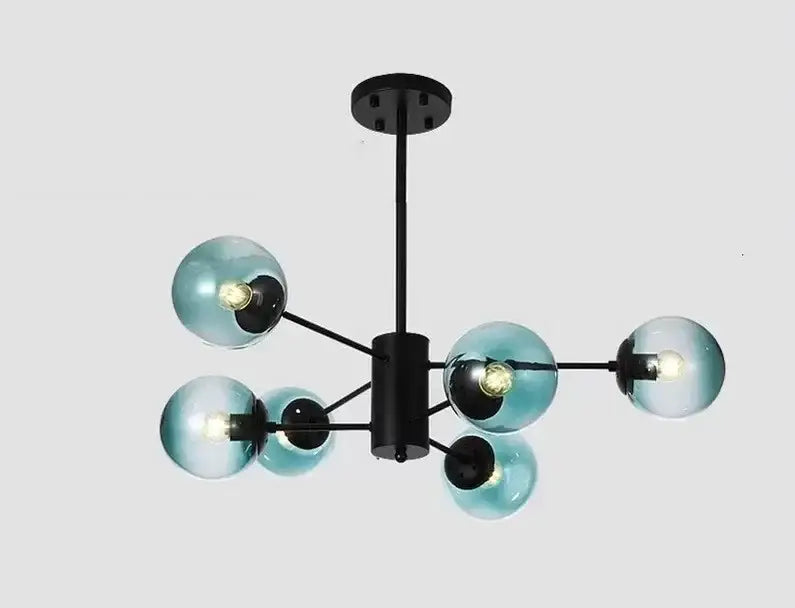 Gold Glass Ball Chandelier 12-Head Amber Glass