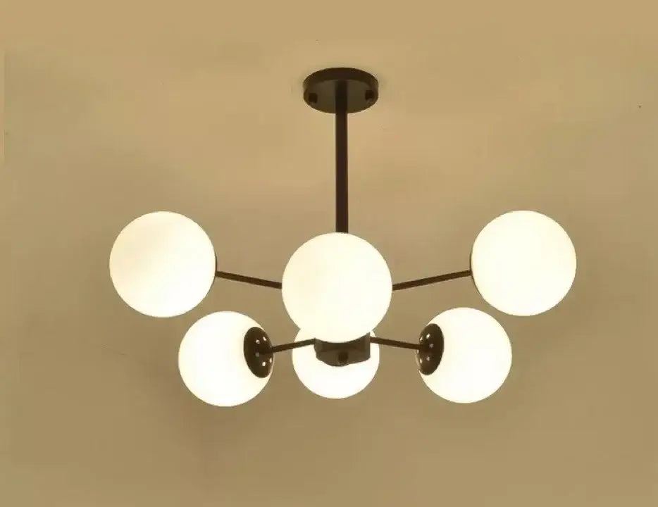 Gold Glass Ball Chandelier 12-Head Amber Glass
