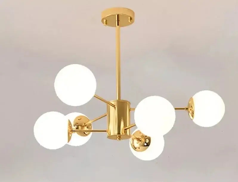 Gold Glass Ball Chandelier 12-Head Amber Glass