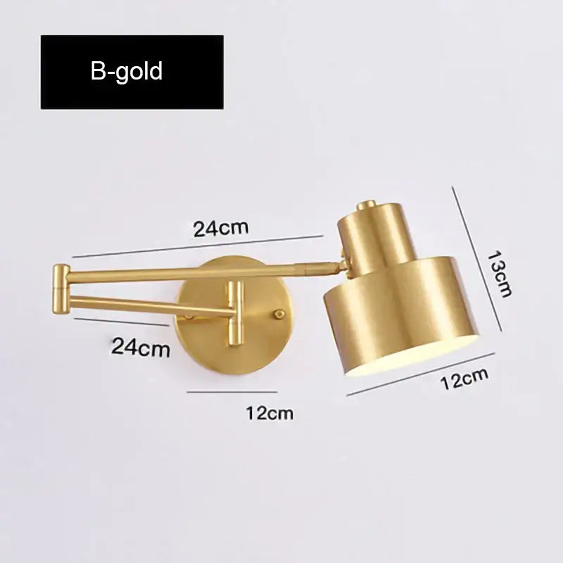Gold LED Wall Lamp A-Style for Reading Nooks
