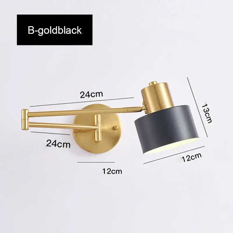 Gold LED Wall Lamp A-Style for Reading Nooks