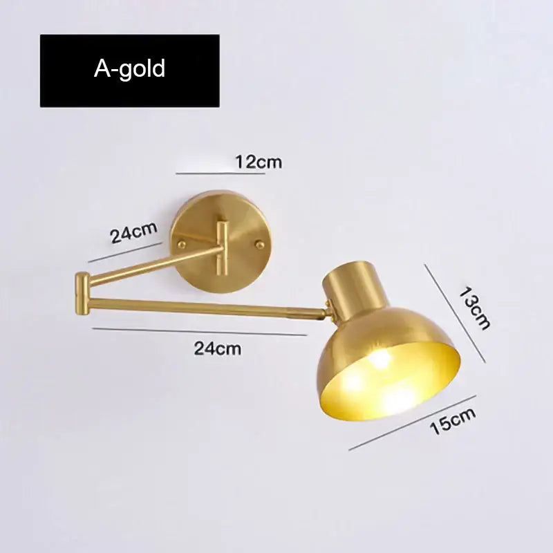 Gold LED Wall Lamp A-Style for Reading Nooks