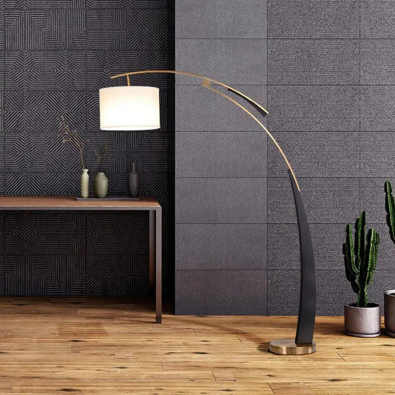 Gold Adjustable White Shade Floor Lamp