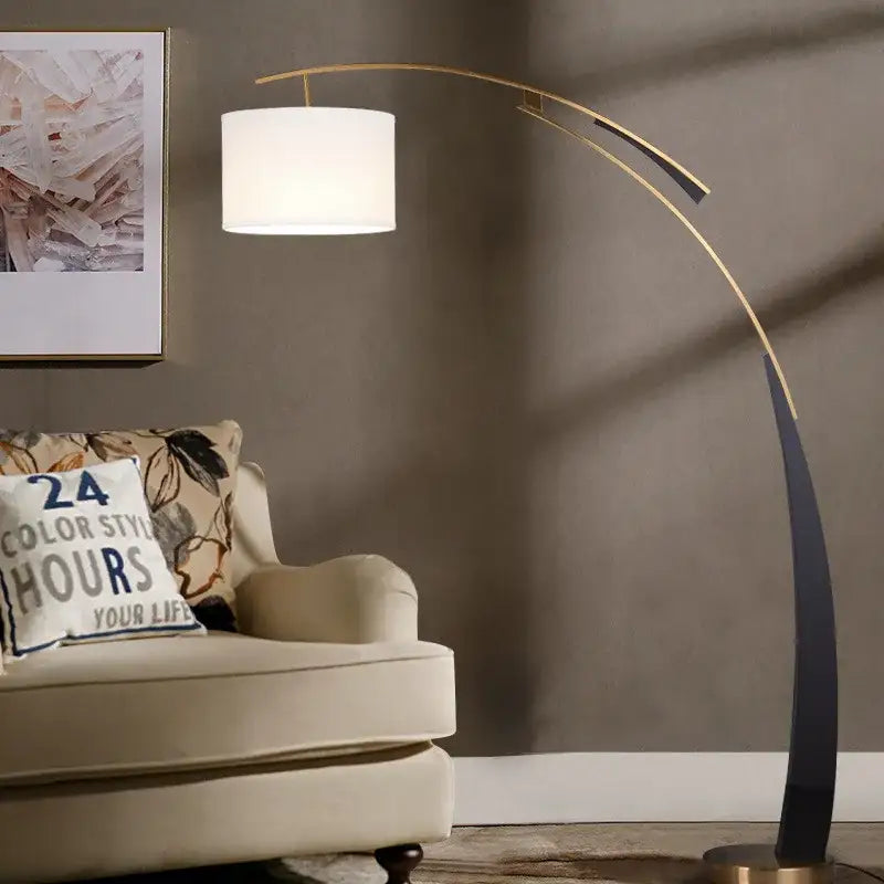 Gold Adjustable White Shade Floor Lamp